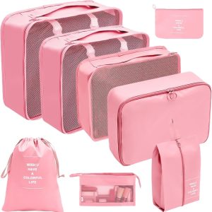 Muloo 8X Suitcase Organiser Set Packing Cubes Travel Luggage Organiser Set Suitcase Organiser Bag for Clothes Cosmetics